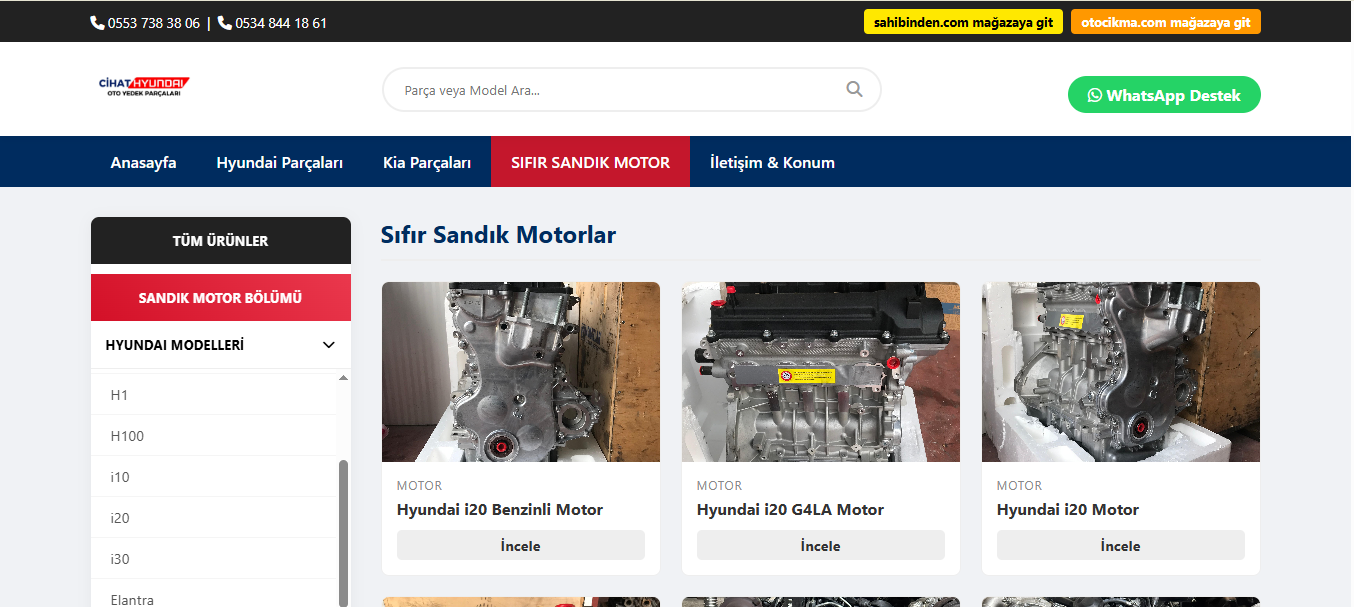 Cihat Hyundai yedek parça web sitesi - Nokta Sosyal Medya tarafından tasarlandı