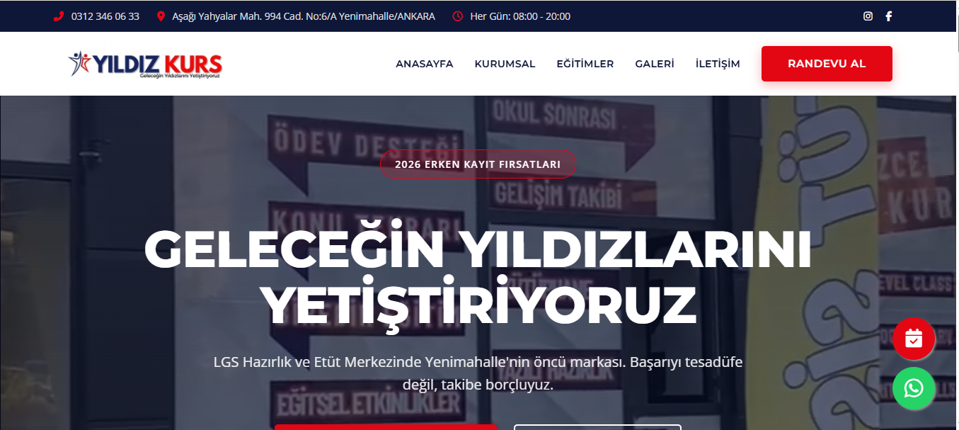 KGS 2028 özel kurs merkezi web sitesi - Nokta Sosyal Medya tarafından tasarlandı