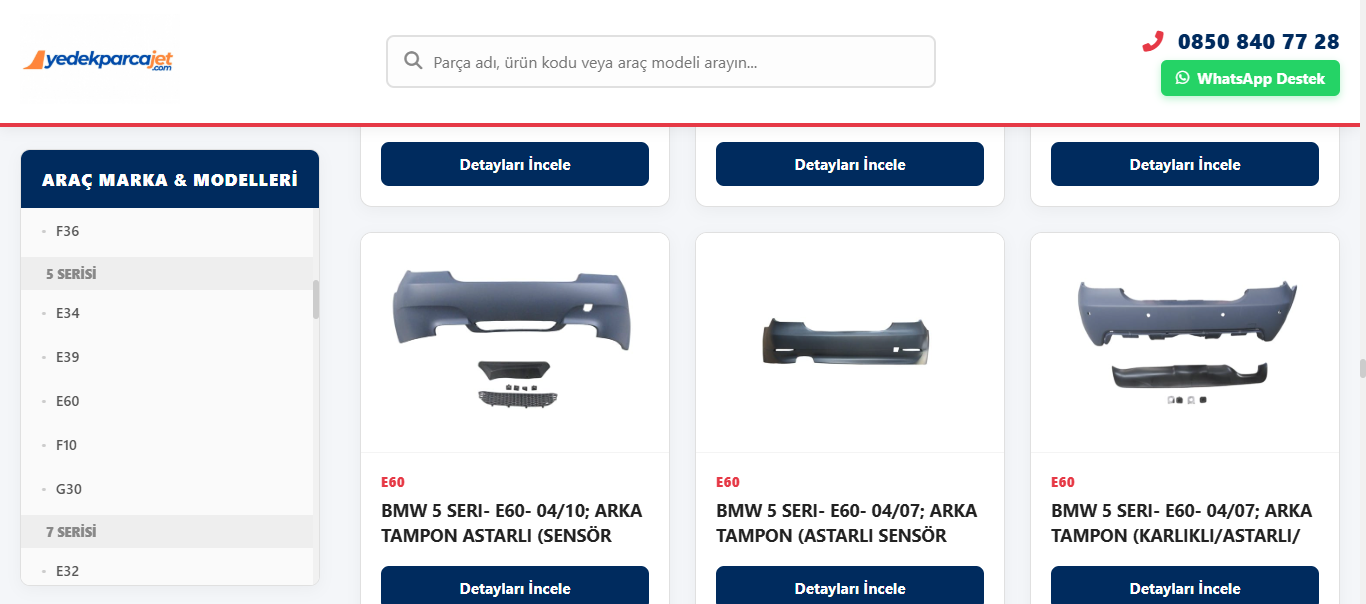 Yedek Parça Jet web sitesi - Nokta Sosyal Medya tarafından tasarlandı